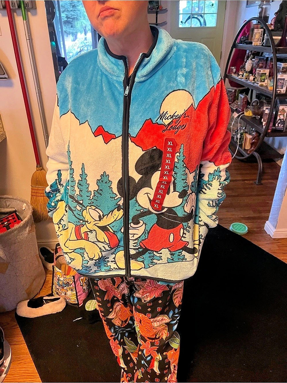 Disney Mickey's Lodge Fleece Zip Jacket Bomber NWT
